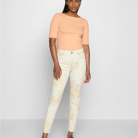 Ralph Lauren Pants Denim Jeans High-Rise Floral Stretch Skinny Ankle Size 12 - Picture 3 of 10